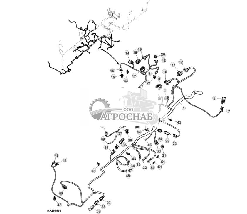 Жгут проводов шасси, с системой ActiveCommand Steering™ (ACS™) и резервным насосом, 15,0 L, двигатель FT4 (44) (802000 - 804100) - ST874774 254.jpg